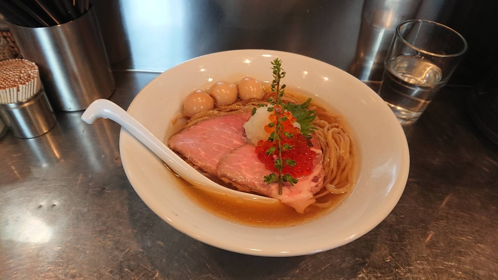 冷し蜆イクラおろし煮干蕎麦 (たわやか麺)