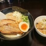 江東区亀戸、なが田：特製鳥だしラーメン(塩)＆くずれチャーシューめし。