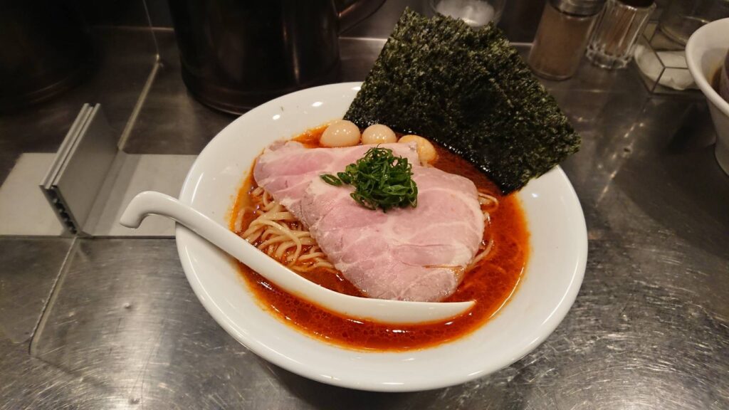 台東区東上野、さんじさん：二杯目、冷し赤潮醤油Ver(パキ麺とたわやか麺の合い麺)