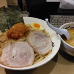 江東区亀戸、超ごってり麺 ごっつ 亀戸本店さん：つけ麺空スタンダード+アプリで大盛+バクダン
