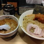 江東区亀戸、超ごってり麺 ごっつ 亀戸本店さん：激辛つけ麺味噌カツオ(大盛)