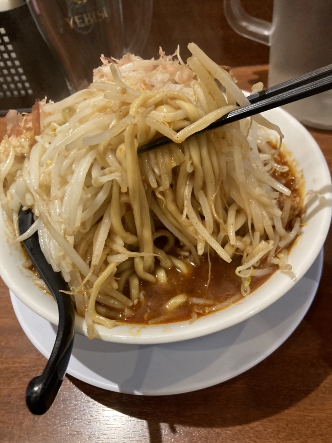 大阪市西区西本町、笑福 西本町店さん：辛味噌ラーメン・スープと麺