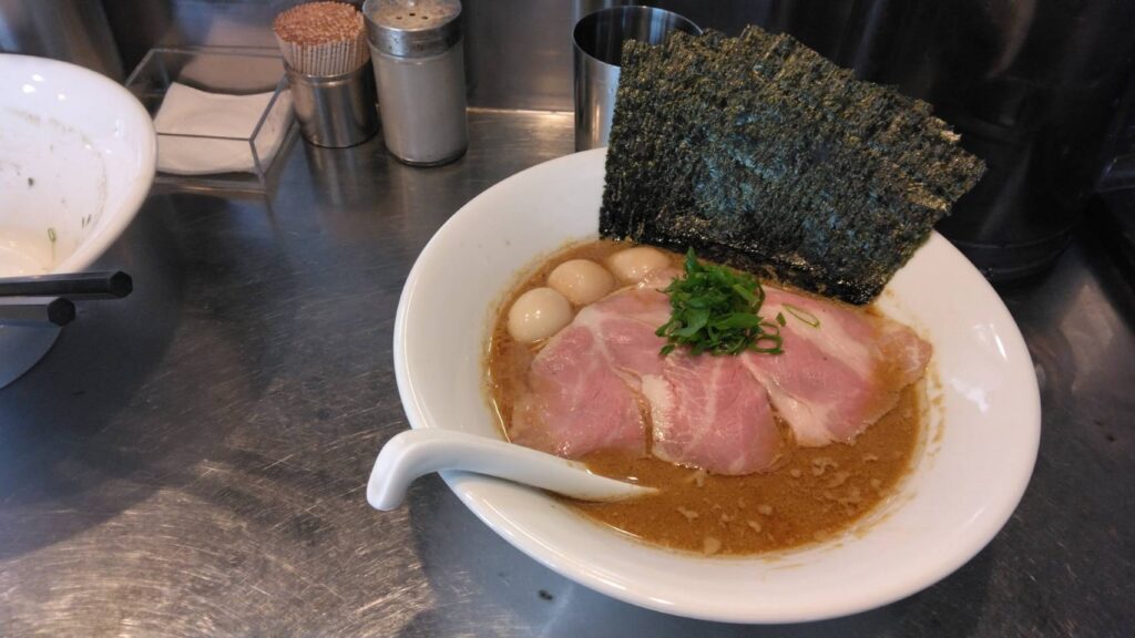 台東区東上野、さんじさん：帆立煮干牡蠣味噌蕎麦