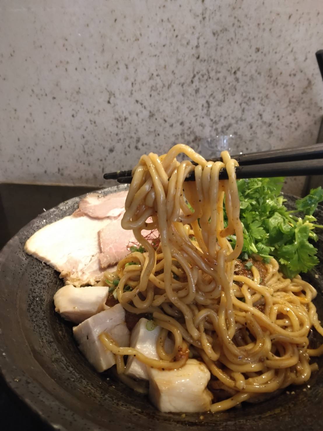 江東区東陽、らぁ麺やまぐち辣式 本店さん：特製麻婆まぜそば・麺